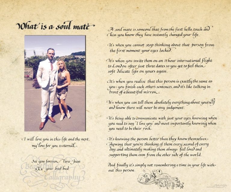 Love Letter to Soul Mate Beautiful Calligraphy