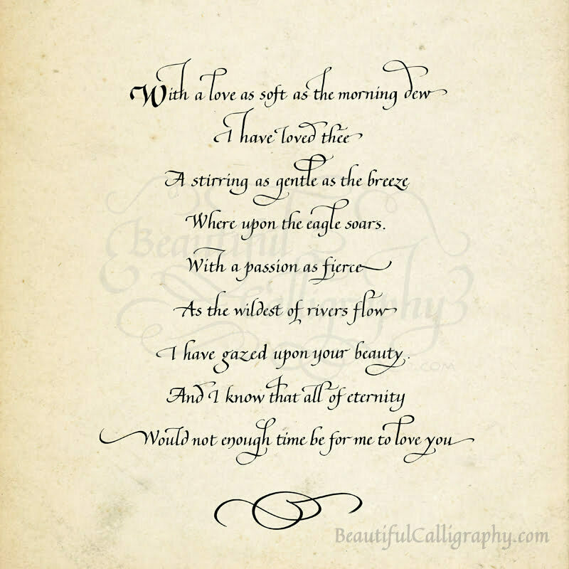 Example of flourished italic on parchment image paper