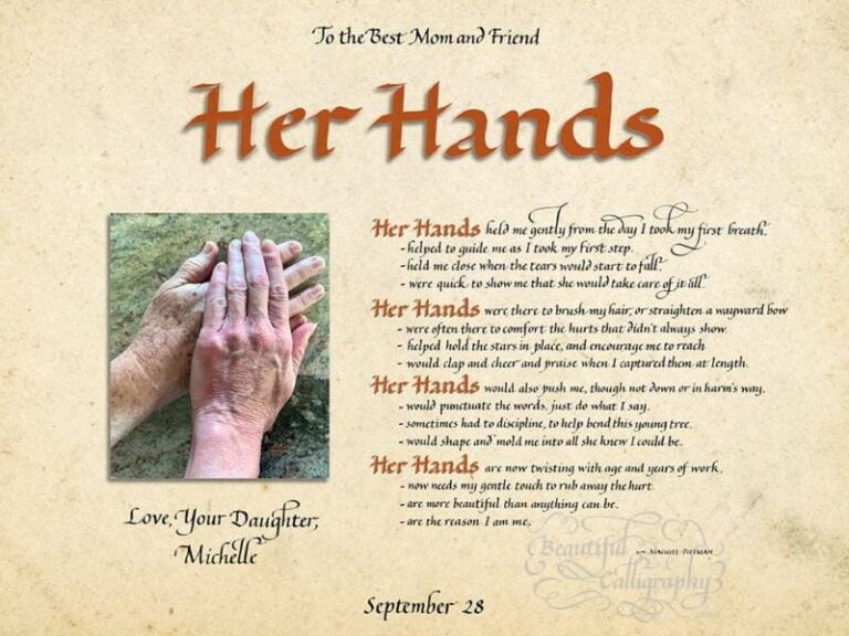 Her Hands Poem in Calligraphy Beautiful Calligraphy
